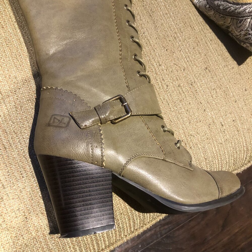 Dirty Laundry  Size 7.5, High Top,  Zip Up, Lace Up Tall Boots,  Faux Leather - Picture 7 of 10